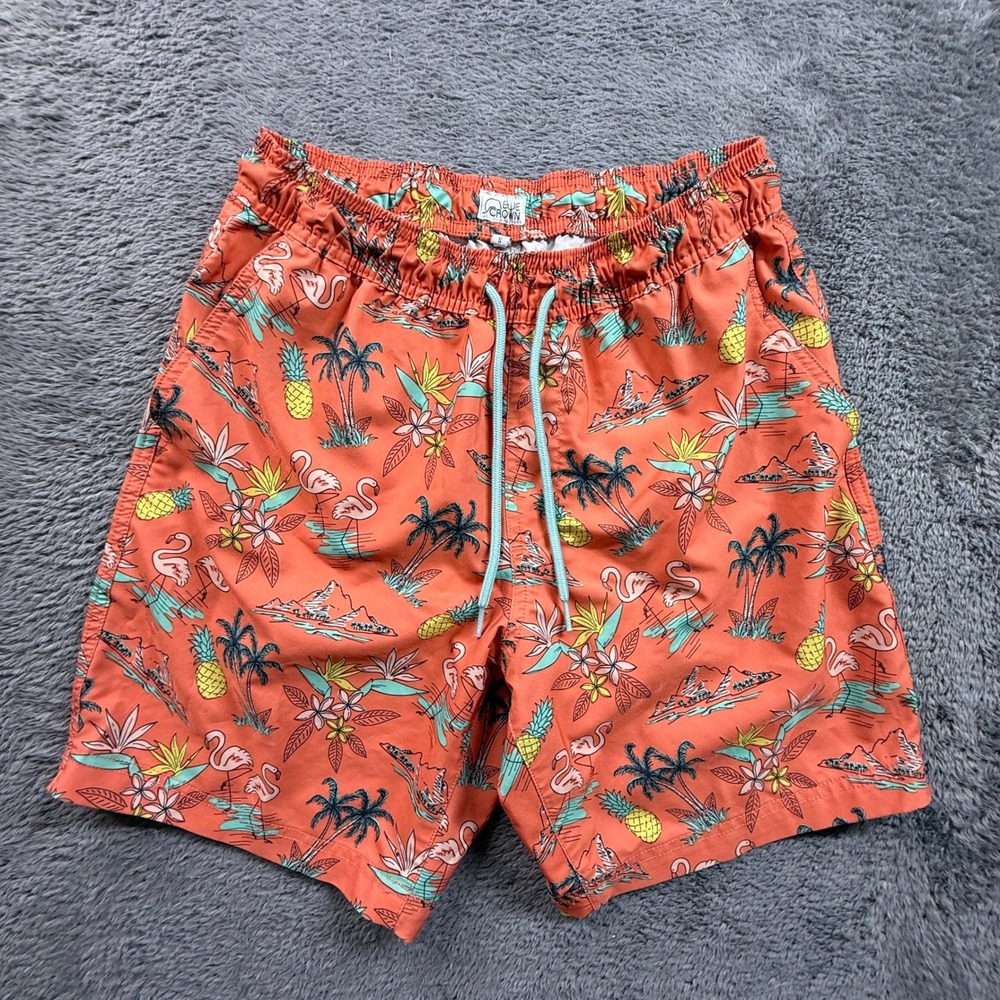 Blue Crown Swim Shorts Mens S Orange Excellent Flamingo Pineapple Drawstring